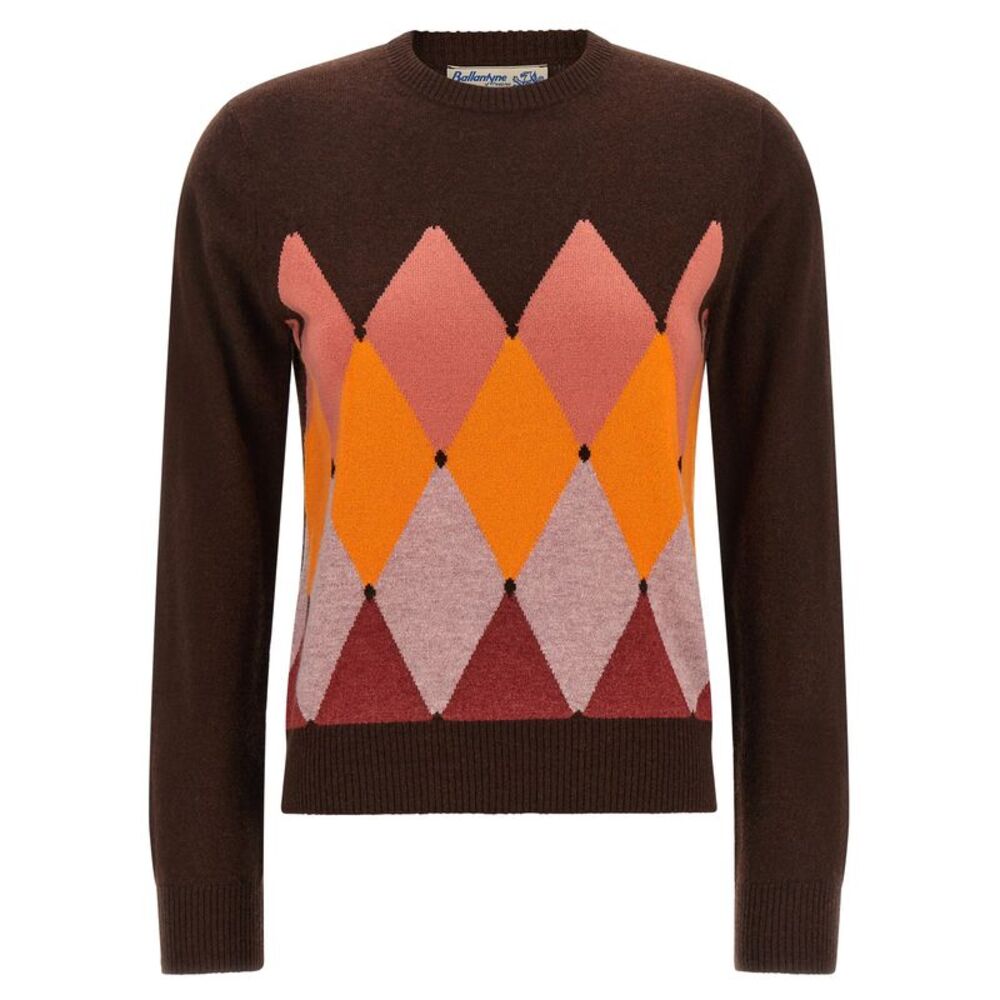 Ballantyne Women Crewneck Sweater With Diamond Intarsia